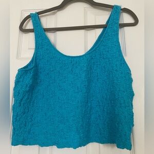 Turquoise crinkle crop top